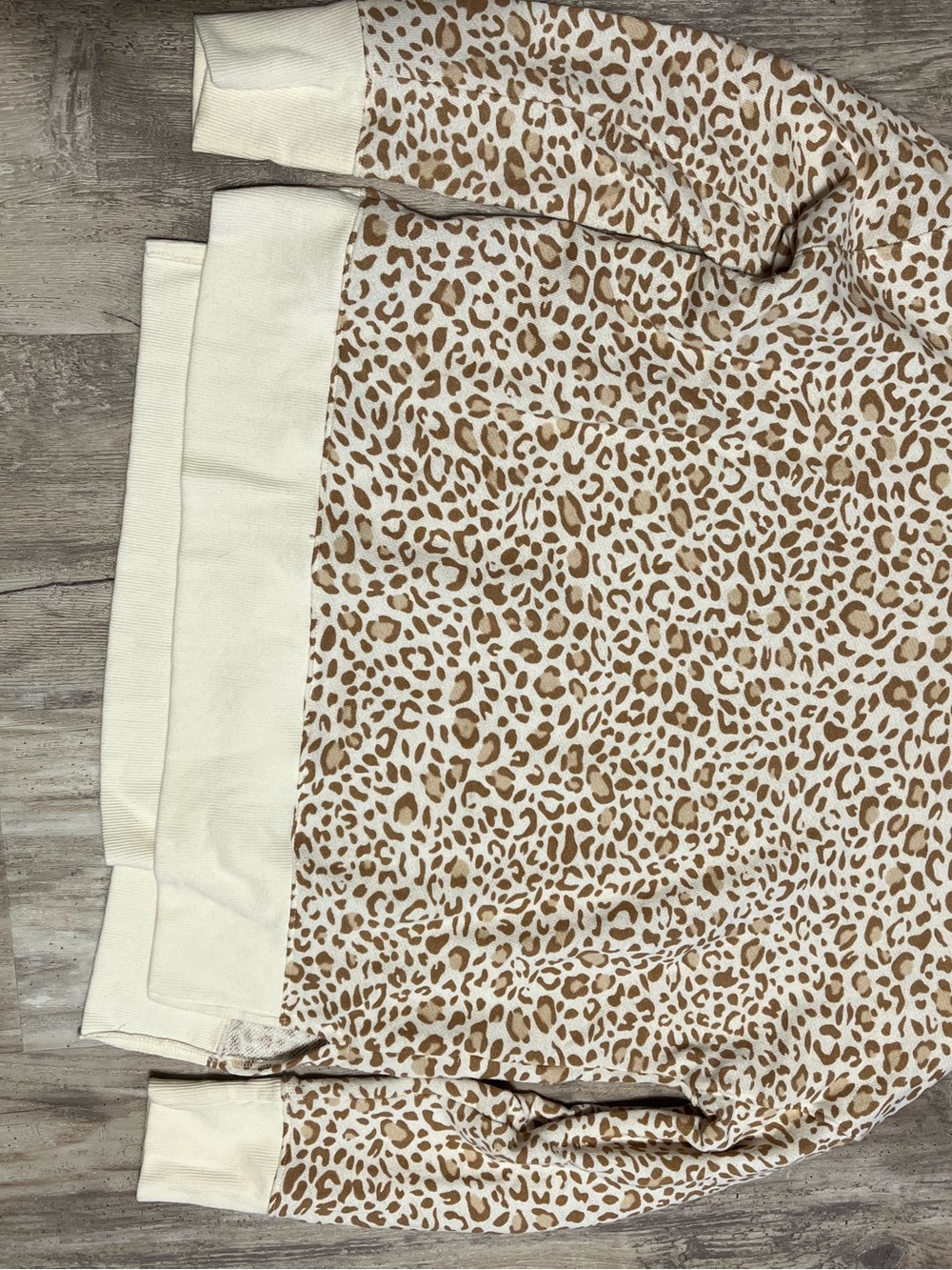 Time and Tru Cream Leopard-Print Pullover